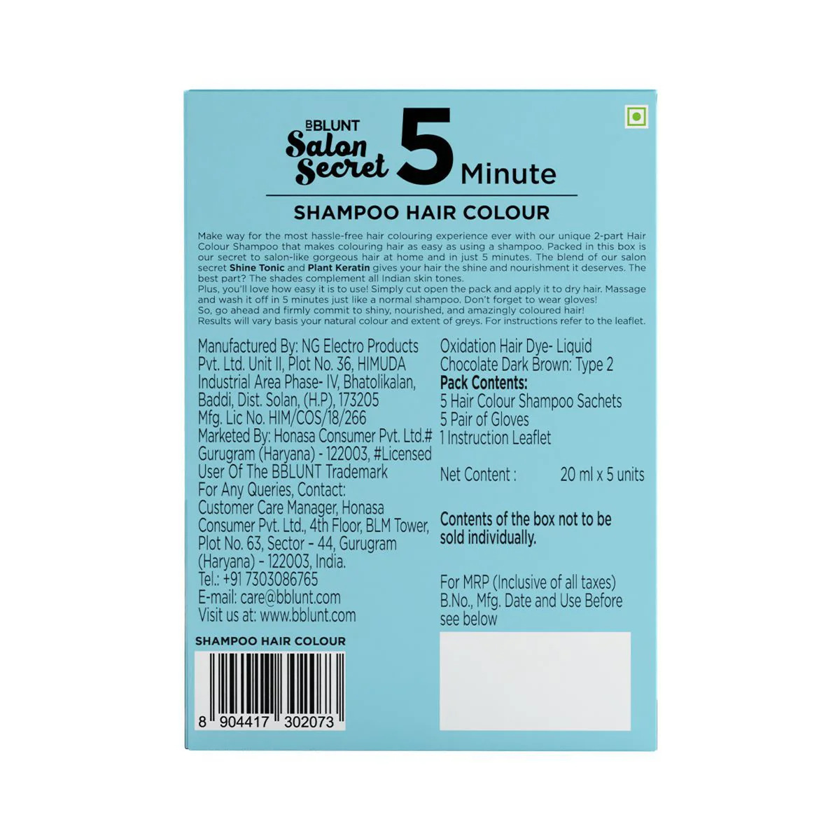 Chocolate Dark Brown 5 Minute Shampoo Hair Colour - 20ml X 5 - Image 6